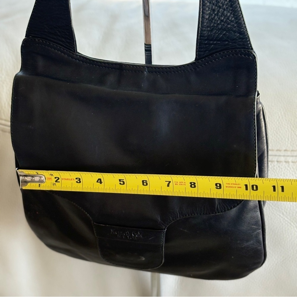 KENNETH COLE BLACK LEATHER SHOULDER BAG MAGNETIC CLOSURE - Picture 11 of 13